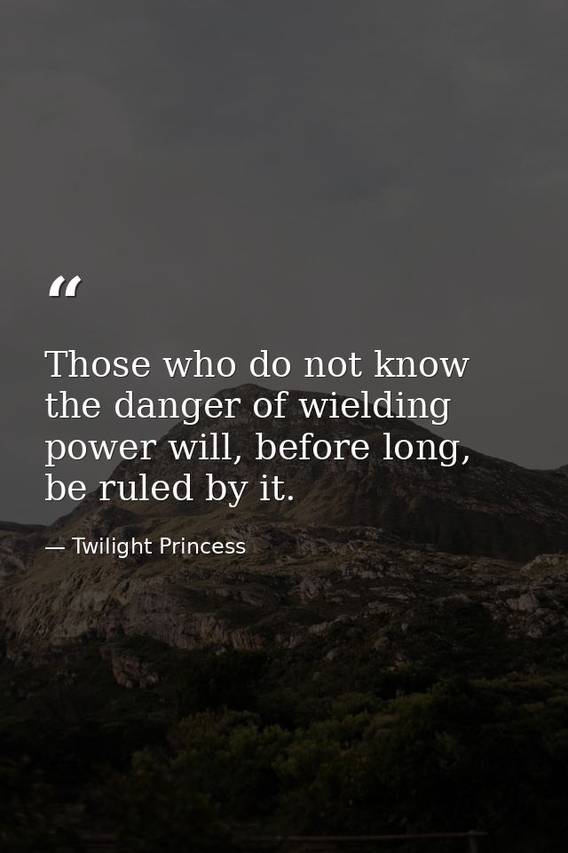 Those who do not know the danger of wielding power will, before long, be ruled by it. — Twilight Princess