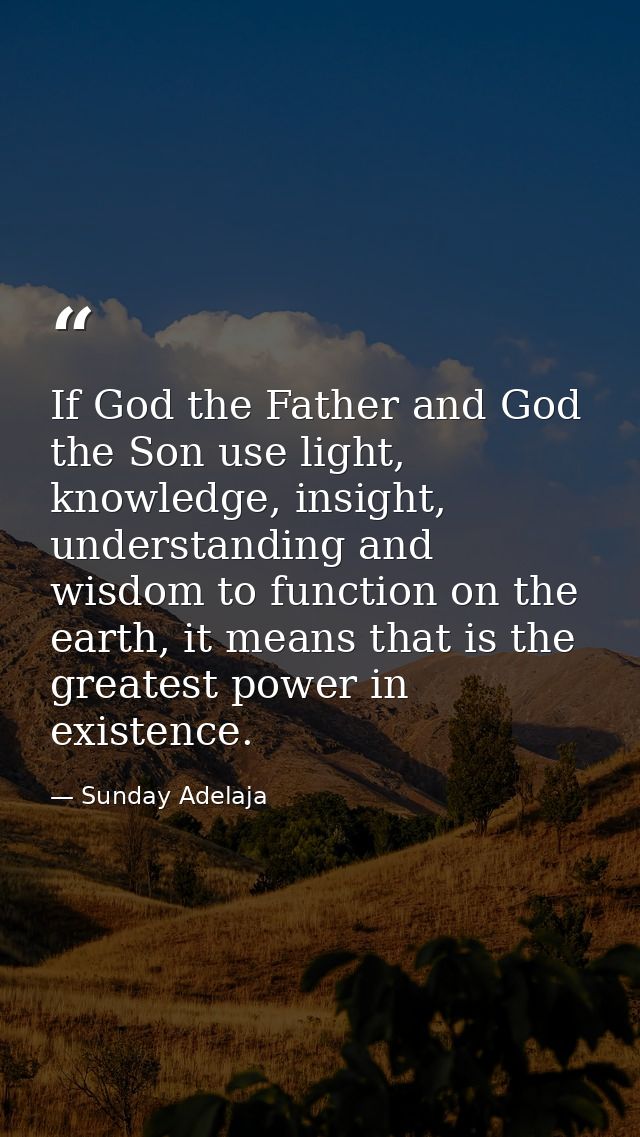 If God the Father and God the Son use light, knowledge, insight, understanding and wisdom to function on the earth, it m — Sunday Adelaja