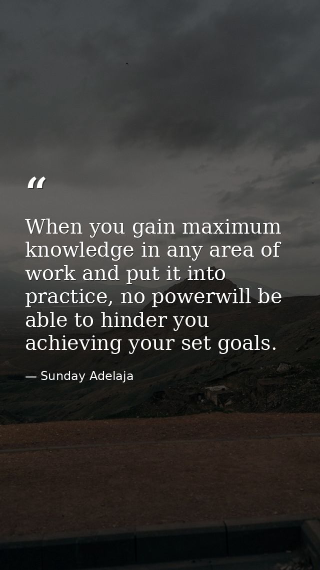 When you gain maximum knowledge in any area of work and put it into practice, no powerwill be able to hinder you achievi — Sunday Adelaja