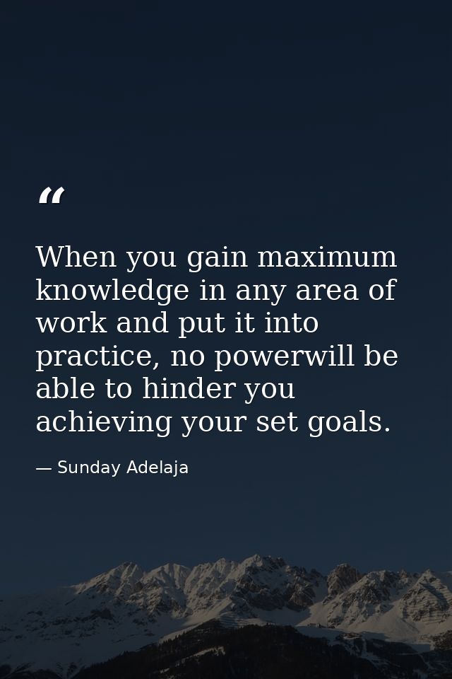 When you gain maximum knowledge in any area of work and put it into practice, no powerwill be able to hinder you achievi — Sunday Adelaja