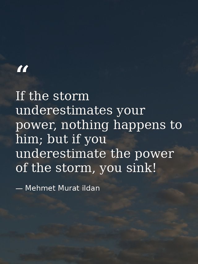 If the storm underestimates your power, nothing happens to him; but if you underestimate the power of the storm, you sin — Mehmet Murat ildan