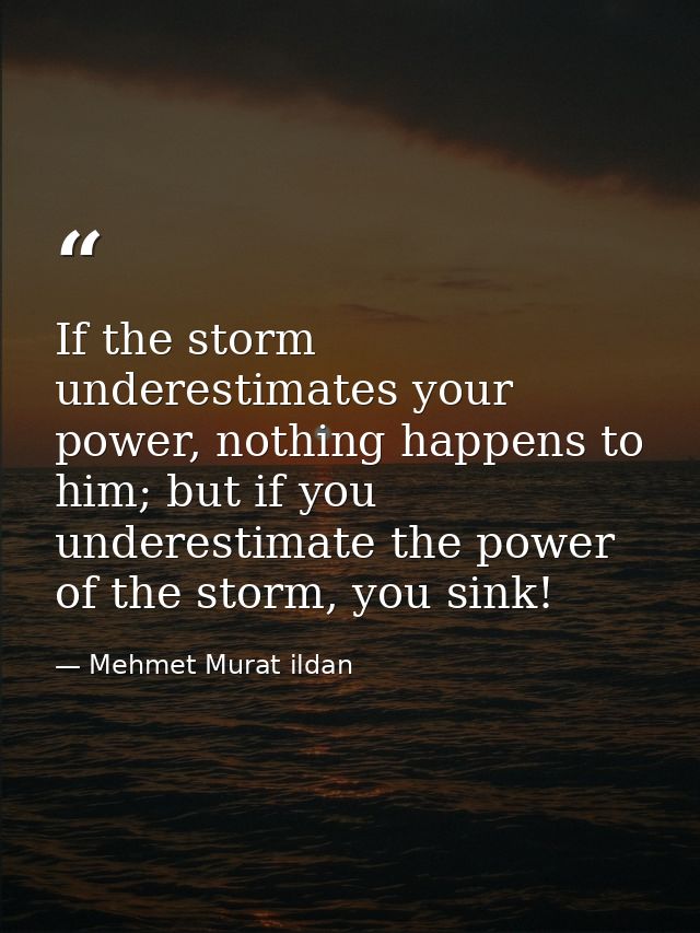 If the storm underestimates your power, nothing happens to him; but if you underestimate the power of the storm, you sin — Mehmet Murat ildan