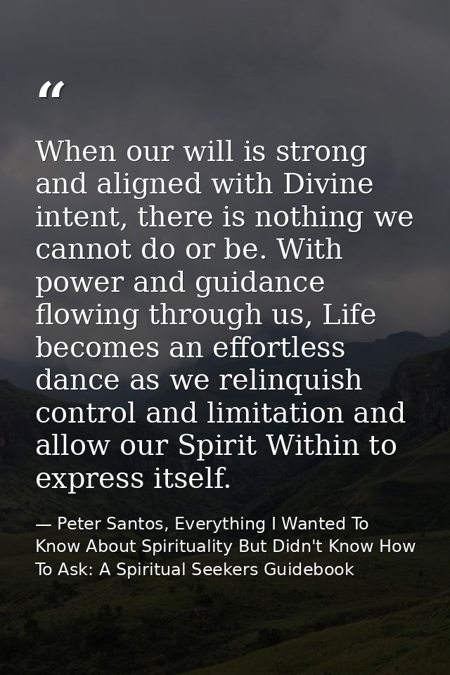 When our will is strong and aligned with Divine intent, there is nothing we cannot do or be. With power and guidance flo — Peter Santos, Everything I Wanted To Know About Spirituality But Didn't Know How To Ask: A Spiritual Seekers Guidebook