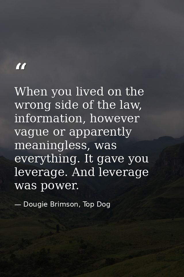 When you lived on the wrong side of the law, information, however vague or apparently meaningless, was everything. It ga — Dougie Brimson, Top Dog