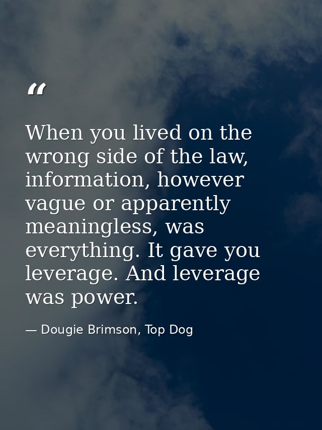 When you lived on the wrong side of the law, information, however vague or apparently meaningless, was everything. It ga — Dougie Brimson, Top Dog