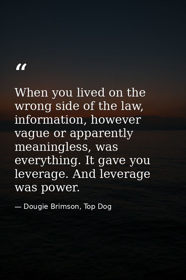 When you lived on the wrong side of the law, information, however vague or apparently meaningless, was everything. It ga — Dougie Brimson, Top Dog