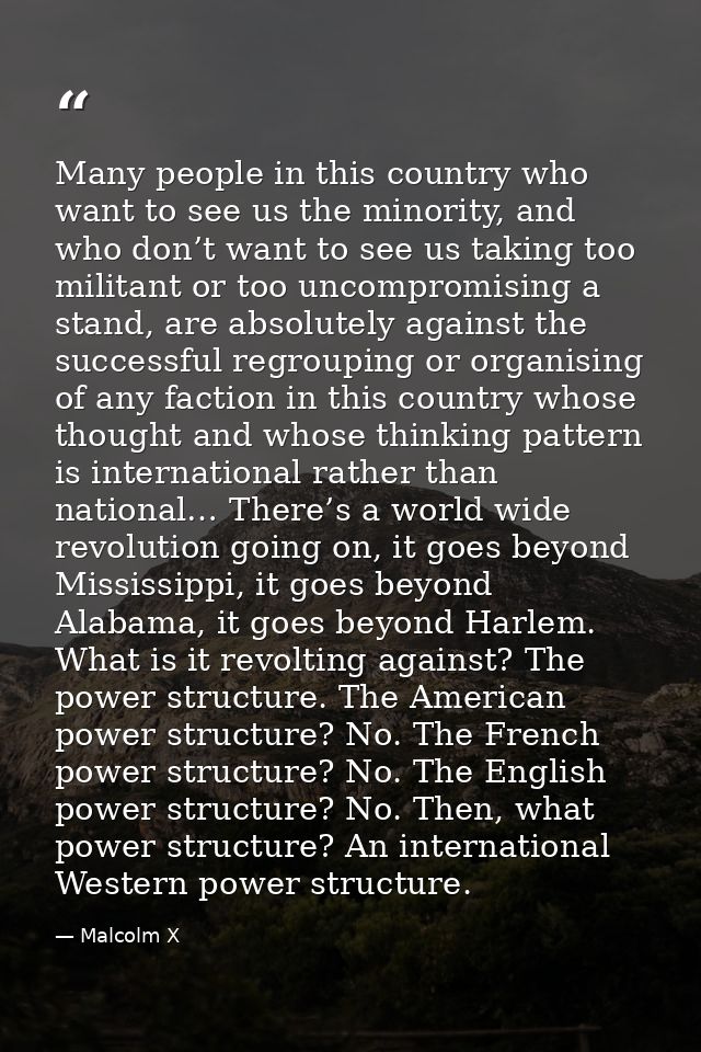 Many people in this country who want to see us the minority, and who don’t want to see us taking too militant or too unc — Malcolm X