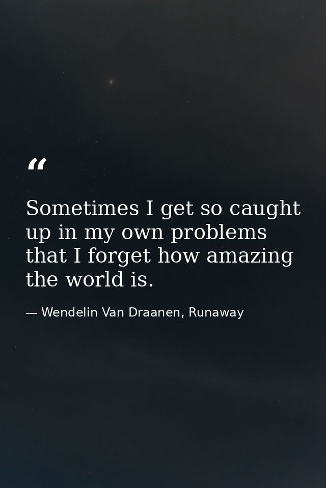 Sometimes I get so caught up in my own problems that I forget how amazing the world is. — Wendelin Van Draanen, Runaway
