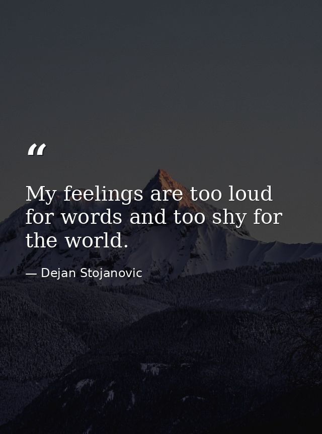 My feelings are too loud for words and too shy for the world. — Dejan Stojanovic