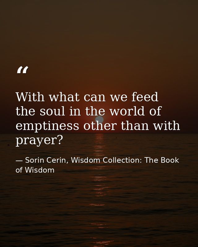 With what can we feed the soul in the world of emptiness other than with prayer? — Sorin Cerin, Wisdom Collection: The Book of Wisdom