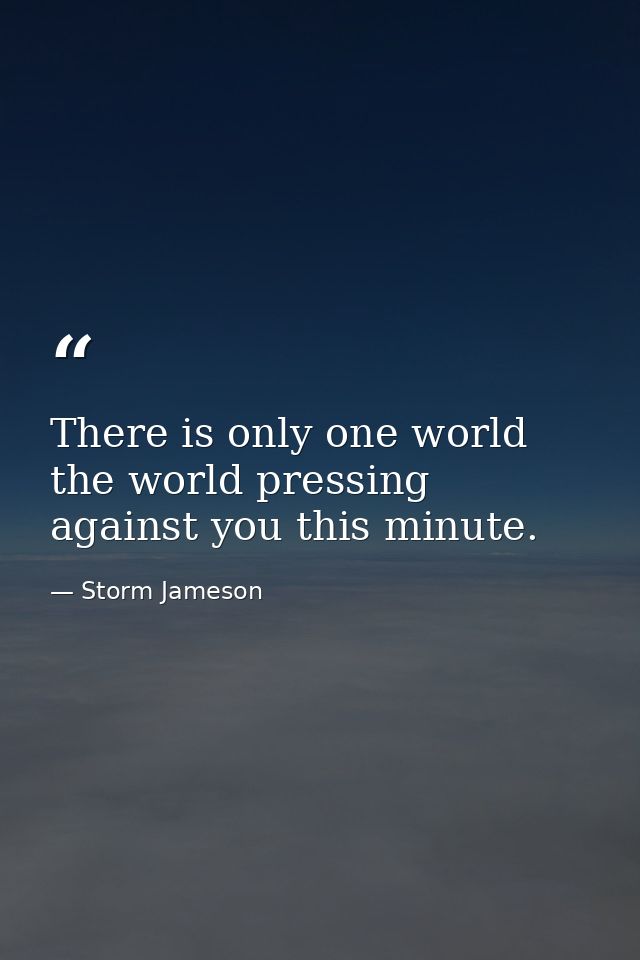There is only one world the world pressing against you this minute. — Storm Jameson
