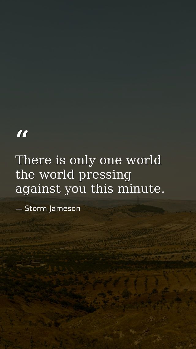 There is only one world the world pressing against you this minute. — Storm Jameson