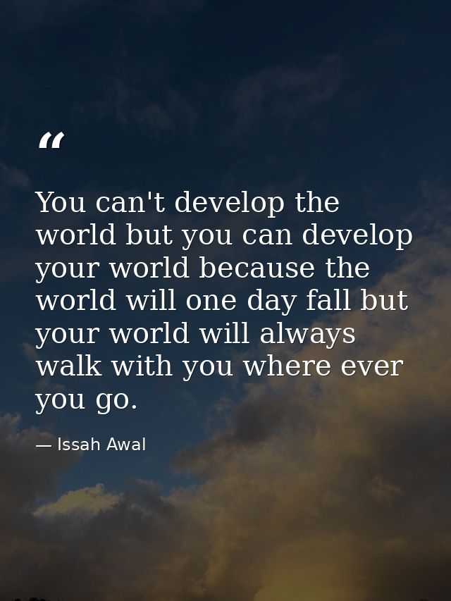 You can't develop the world but you can develop your world because the world will one day fall but your world will alway — Issah Awal