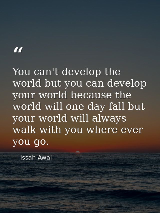 You can't develop the world but you can develop your world because the world will one day fall but your world will alway — Issah Awal