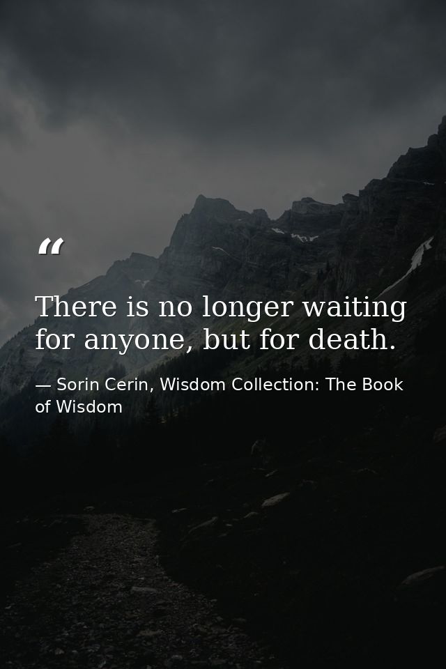 There is no longer waiting for anyone, but for death. — Sorin Cerin, Wisdom Collection: The Book of Wisdom