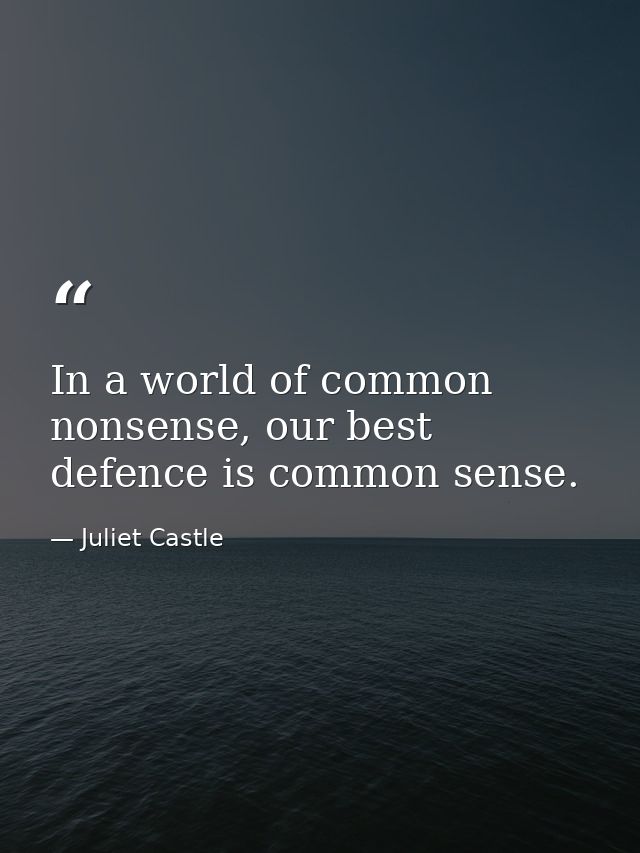 In a world of common nonsense, our best defence is common sense. — Juliet Castle