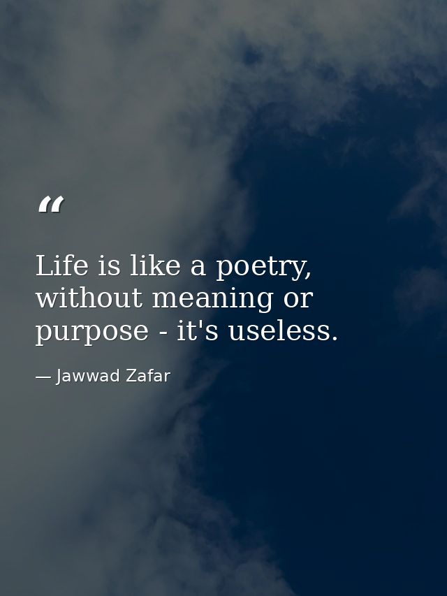 Life is like a poetry, without meaning or purpose - it's useless. — Jawwad Zafar