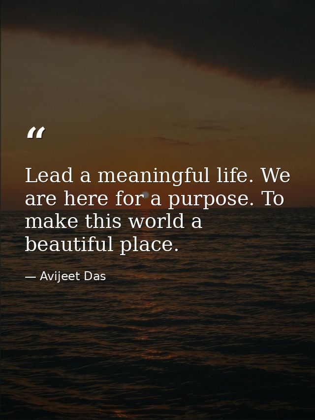 Lead a meaningful life. We are here for a purpose. To make this world a beautiful place. — Avijeet Das