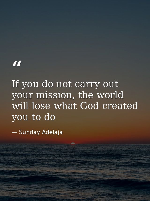 If you do not carry out your mission, the world will lose what God created you to do — Sunday Adelaja