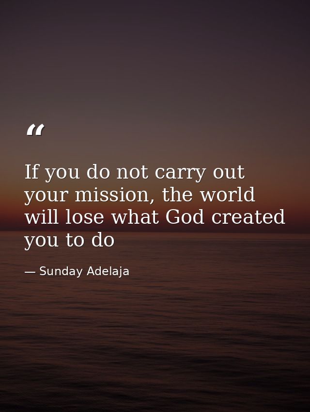If you do not carry out your mission, the world will lose what God created you to do — Sunday Adelaja