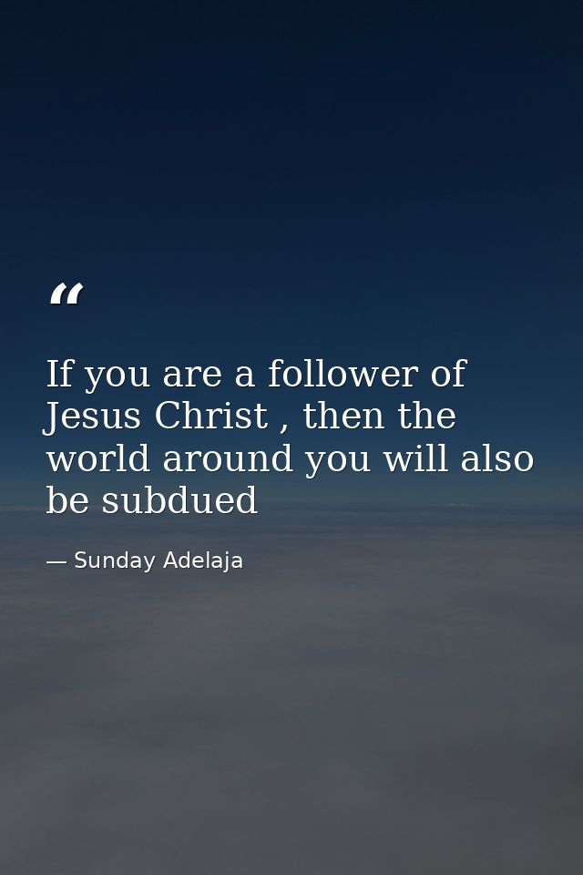 If you are a follower of Jesus Christ , then the world around you will also be subdued — Sunday Adelaja