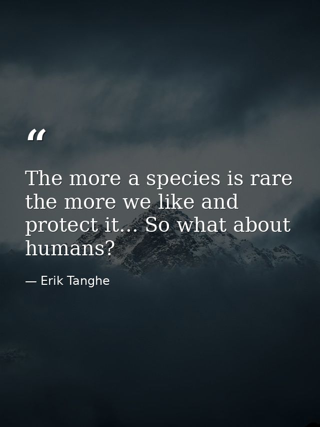 The more a species is rare the more we like and protect it... So what about humans? — Erik Tanghe