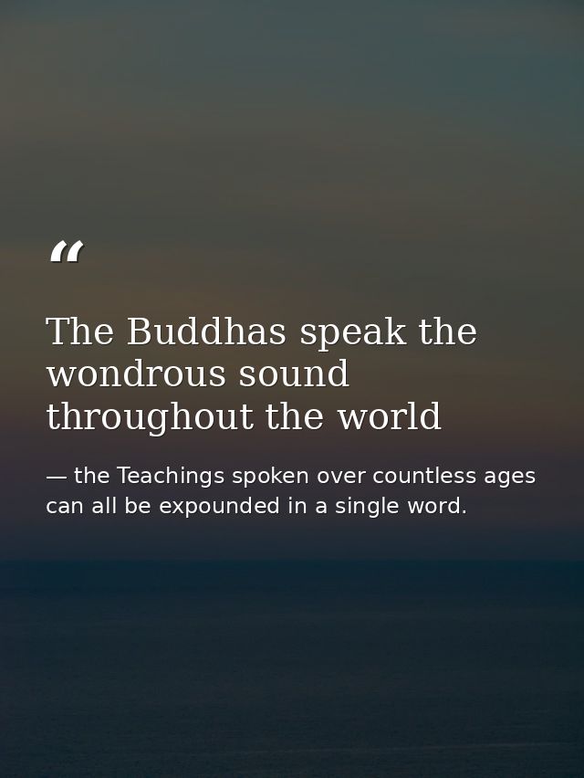 The Buddhas speak the wondrous sound throughout the world — the Teachings spoken over countless ages can all be expounded in a single word.