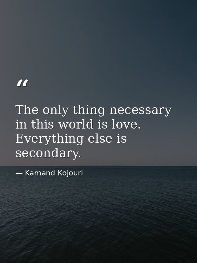 The only thing necessary in this world is love. Everything else is secondary. — Kamand Kojouri