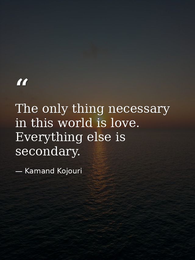 The only thing necessary in this world is love. Everything else is secondary. — Kamand Kojouri
