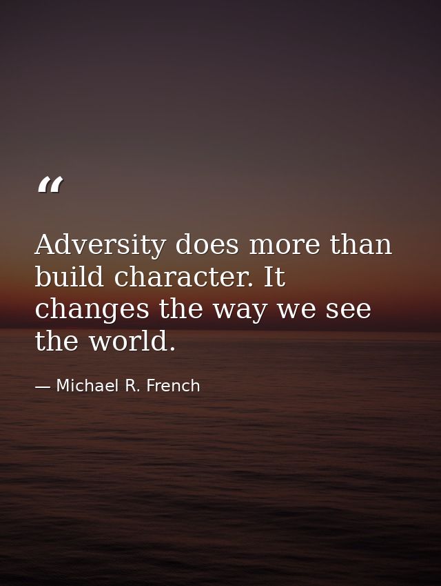 Adversity does more than build character. It changes the way we see the world. — Michael R. French