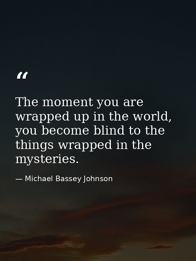 The moment you are wrapped up in the world, you become blind to the things wrapped in the mysteries. — Michael Bassey Johnson