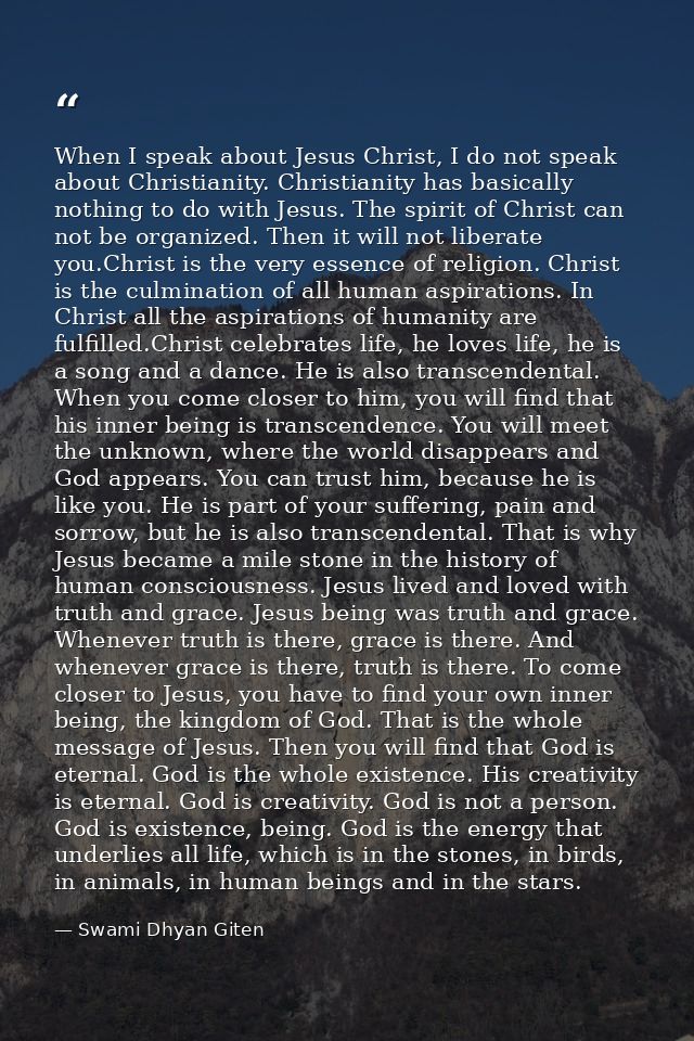 When I speak about Jesus Christ, I do not speak about Christianity. Christianity has basically nothing to do with Jesus. — Swami Dhyan Giten