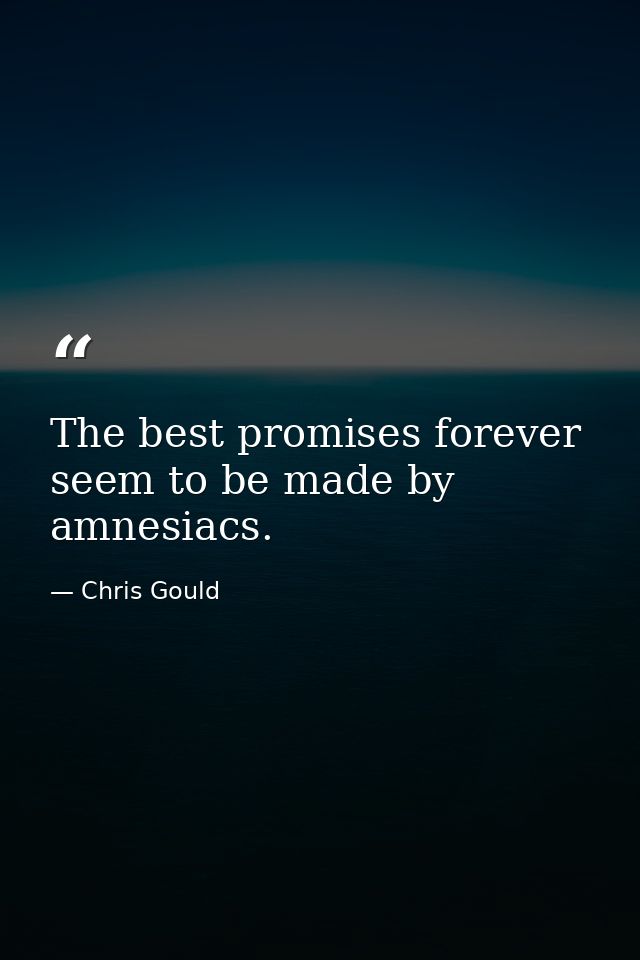 The best promises forever seem to be made by amnesiacs. — Chris Gould