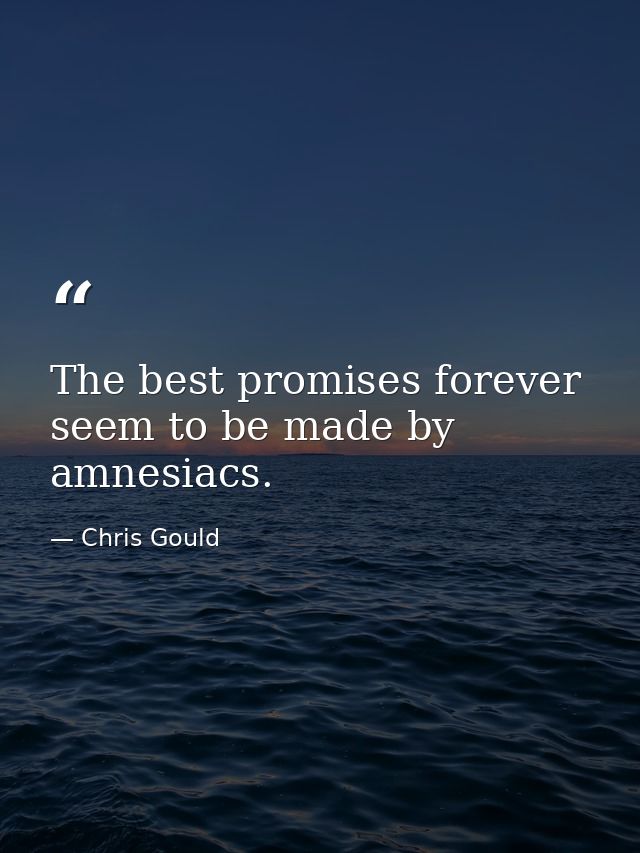 The best promises forever seem to be made by amnesiacs. — Chris Gould