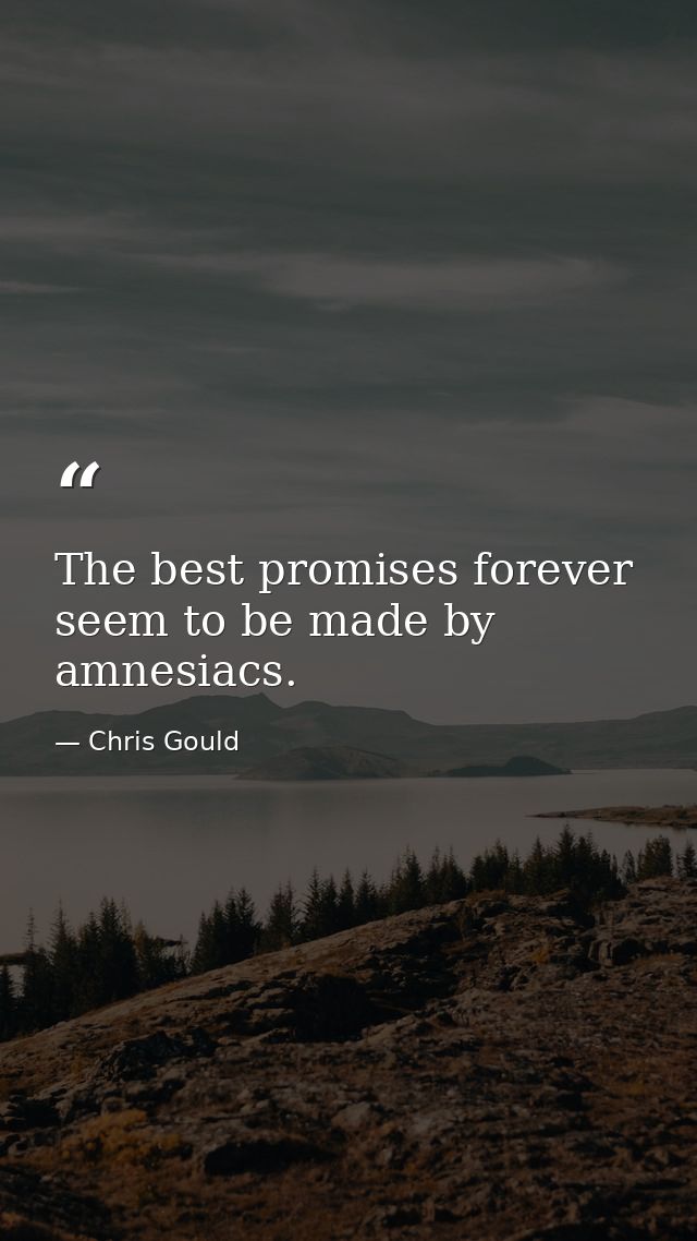 The best promises forever seem to be made by amnesiacs. — Chris Gould