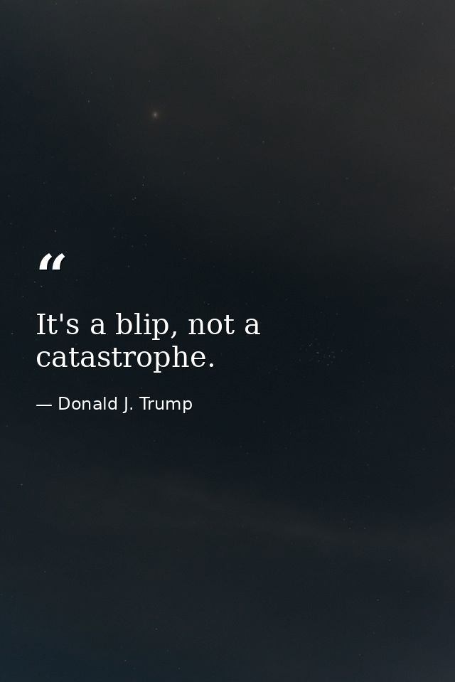 It's a blip, not a catastrophe. — Donald J. Trump