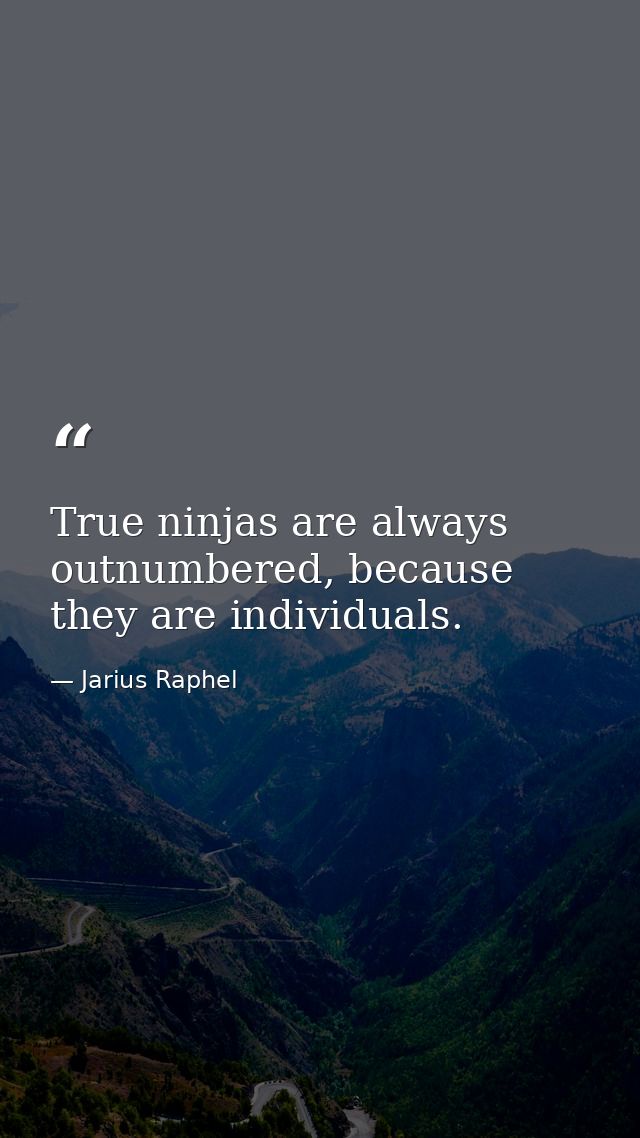 True ninjas are always outnumbered, because they are individuals. — Jarius Raphel