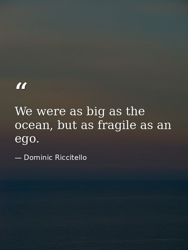 We were as big as the ocean, but as fragile as an ego. — Dominic Riccitello