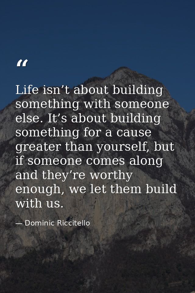 Life isn’t about building something with someone else. It’s about building something for a cause greater than yourself,  — Dominic Riccitello