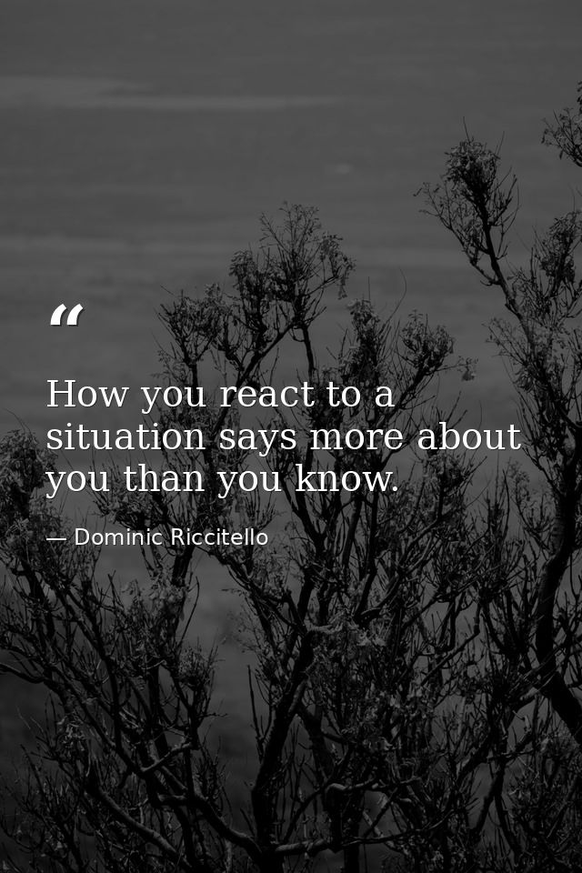 How you react to a situation says more about you than you know. — Dominic Riccitello