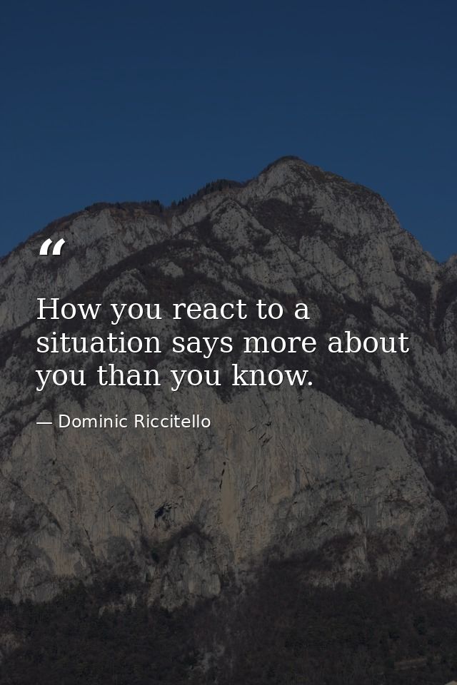How you react to a situation says more about you than you know. — Dominic Riccitello