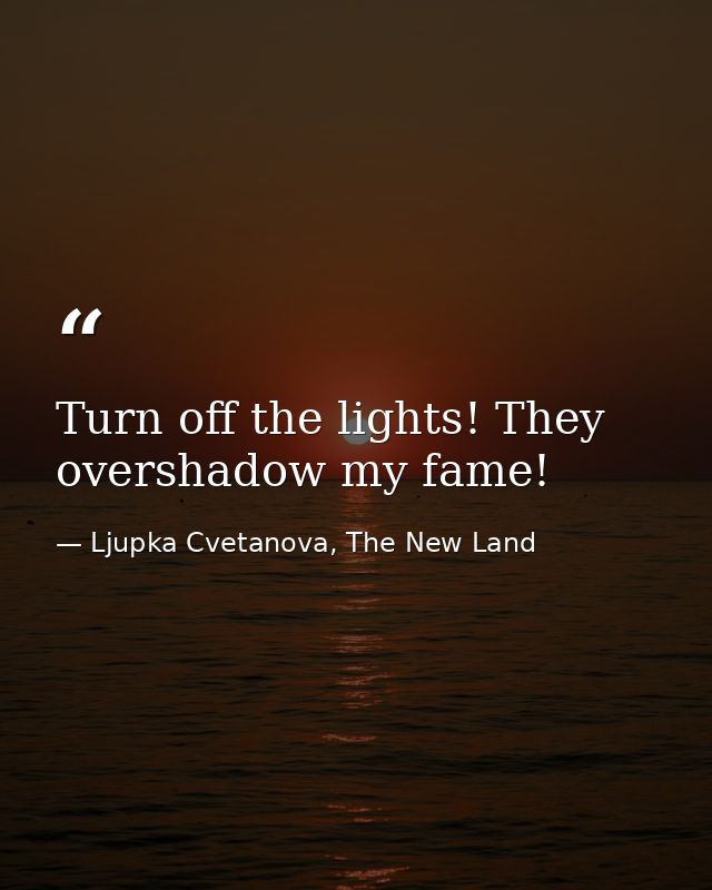Turn off the lights! They overshadow my fame! — Ljupka Cvetanova, The New Land