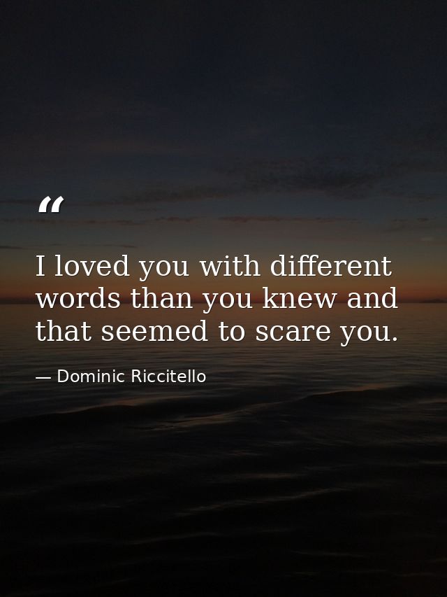 I loved you with different words than you knew and that seemed to scare you. — Dominic Riccitello