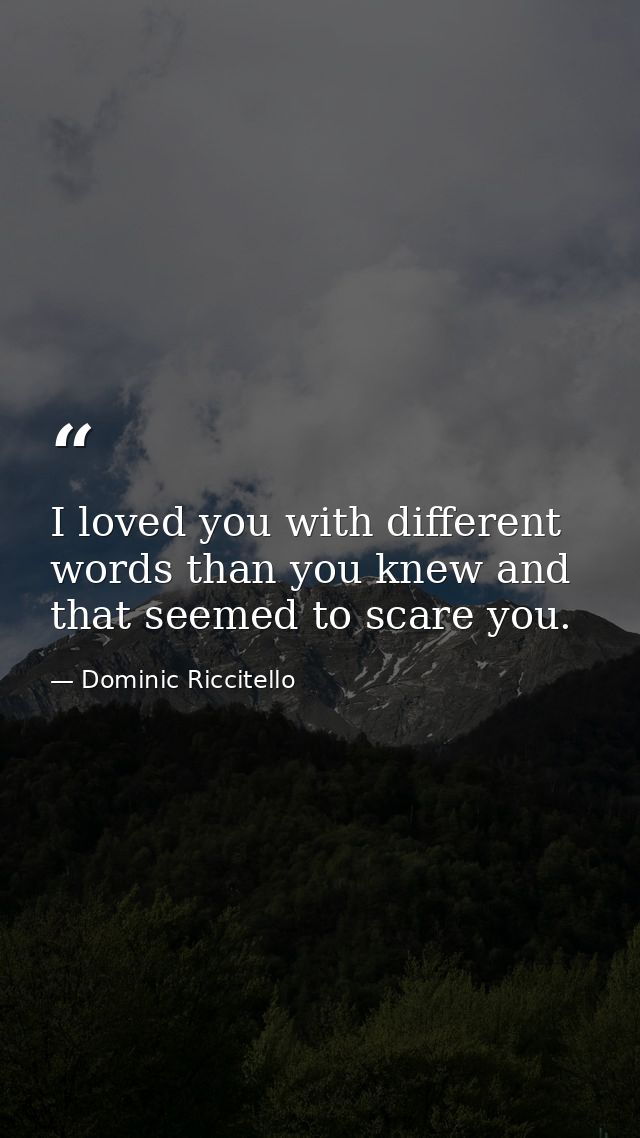 I loved you with different words than you knew and that seemed to scare you. — Dominic Riccitello