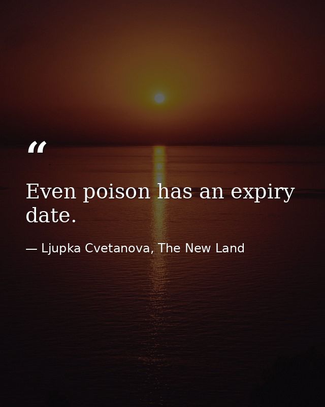 Even poison has an expiry date. — Ljupka Cvetanova, The New Land