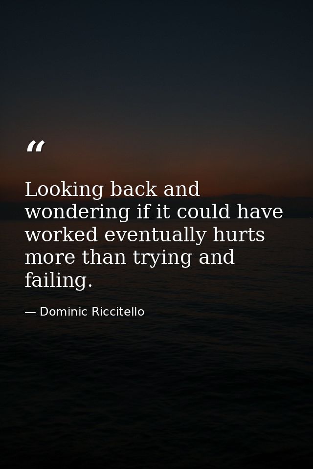 Looking back and wondering if it could have worked eventually hurts more than trying and failing. — Dominic Riccitello