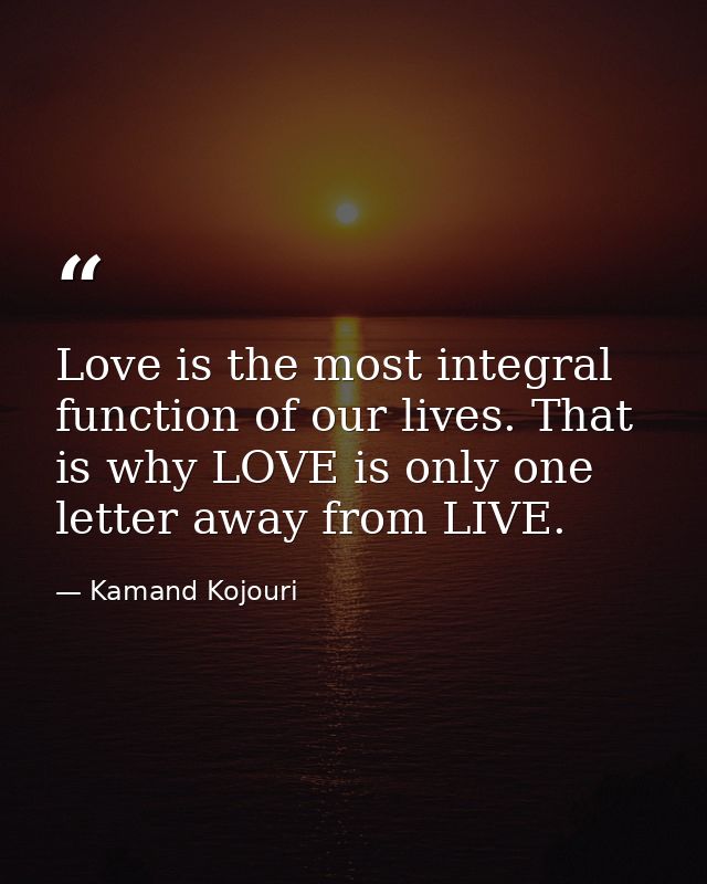 Love is the most integral function of our lives. That is why LOVE is only one letter away from LIVE. — Kamand Kojouri