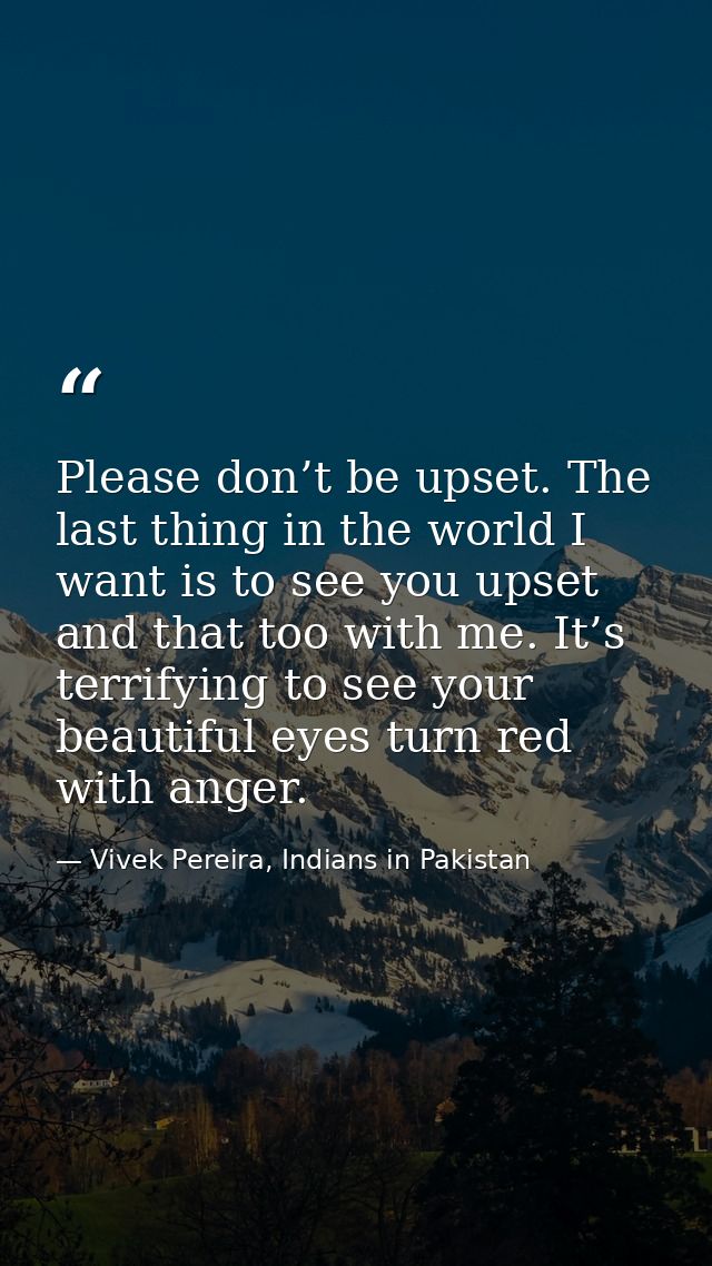 Please don’t be upset. The last thing in the world I want is to see you upset and that too with me. It’s terrifying to s — Vivek Pereira, Indians in Pakistan