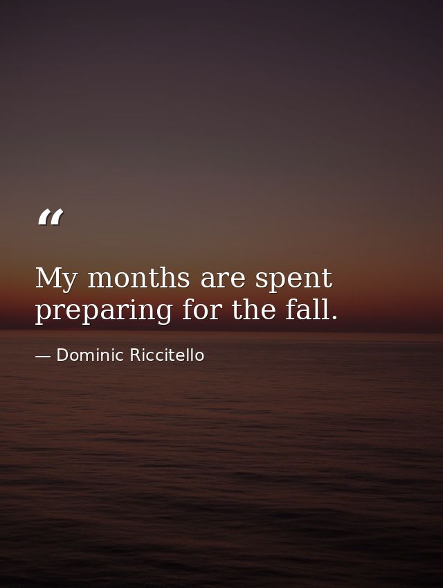 My months are spent preparing for the fall. — Dominic Riccitello
