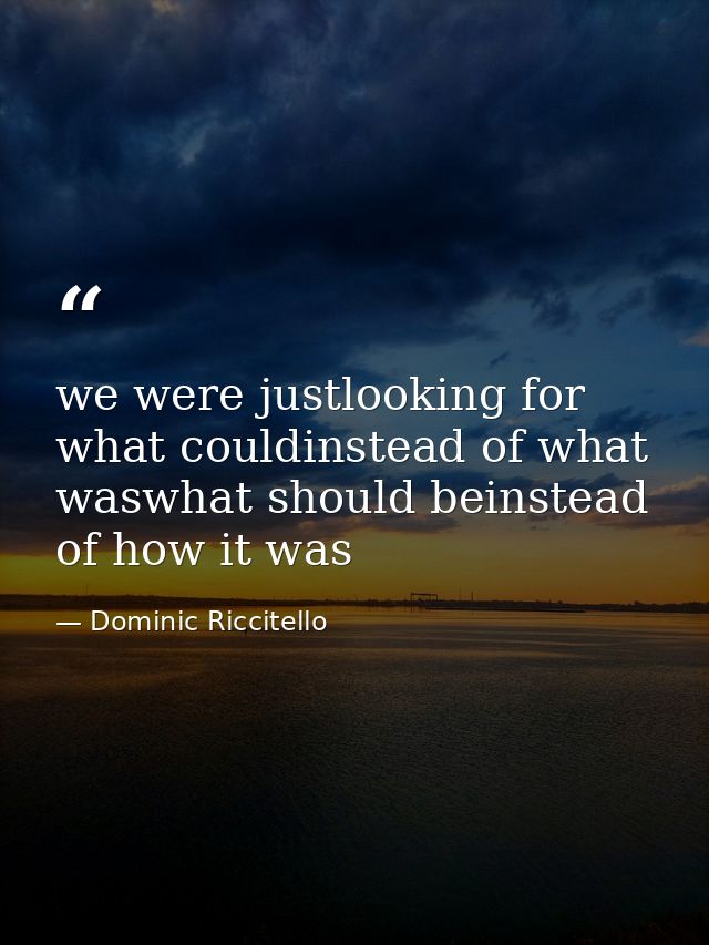 we were justlooking for what couldinstead of what waswhat should beinstead of how it was — Dominic Riccitello